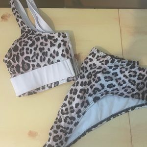 Cheetah and white bathing suite